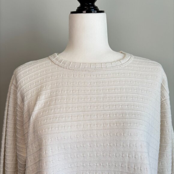 Margaret Winters Size Large Sweater Light Knit Cotton White Round Neck Casual - Picture 3 of 10